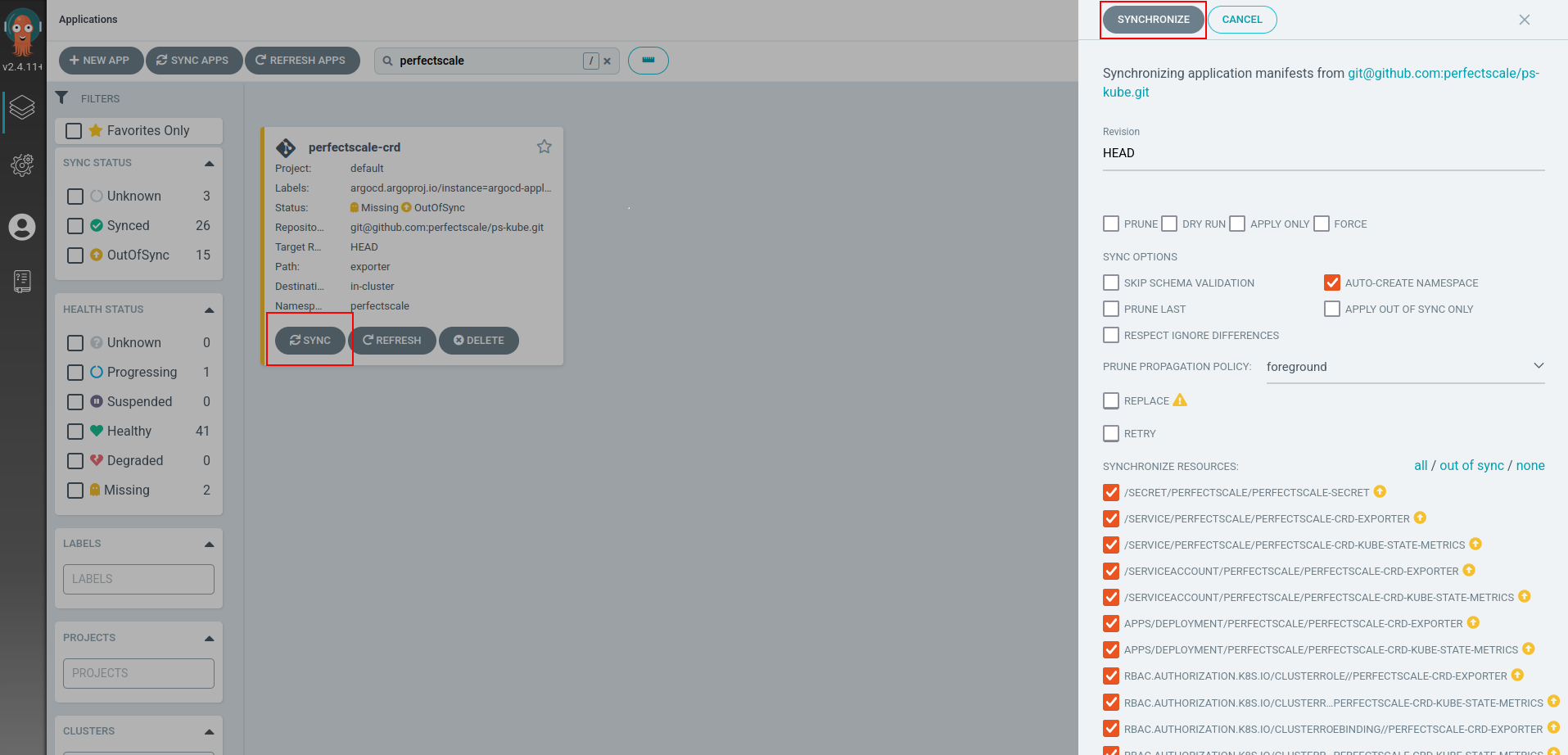 Sync the application