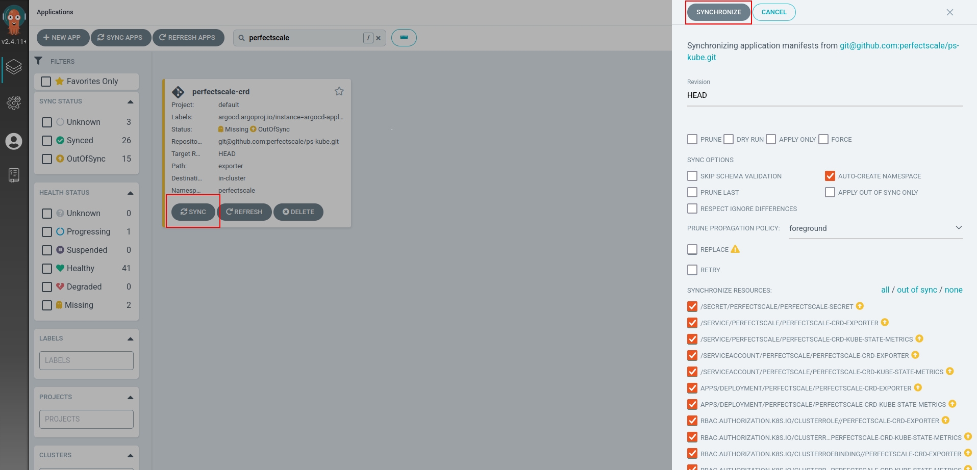 Sync the application
