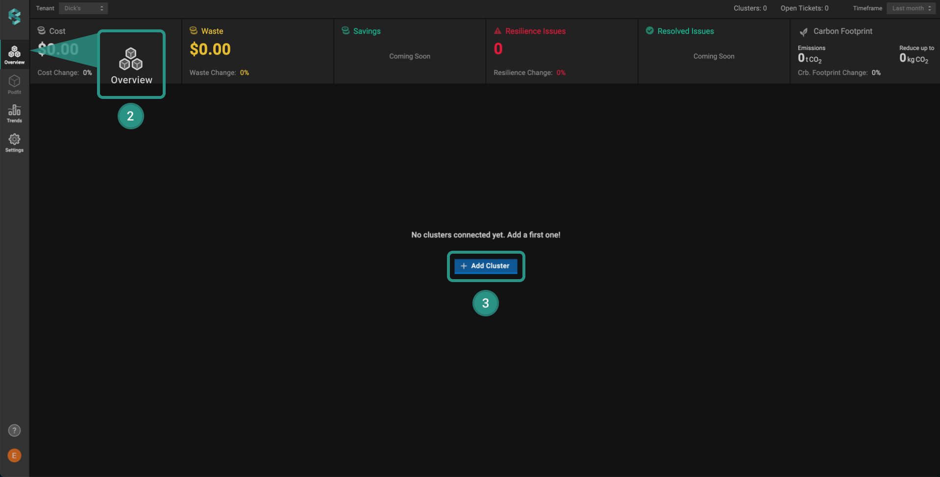 Onboard first cluster